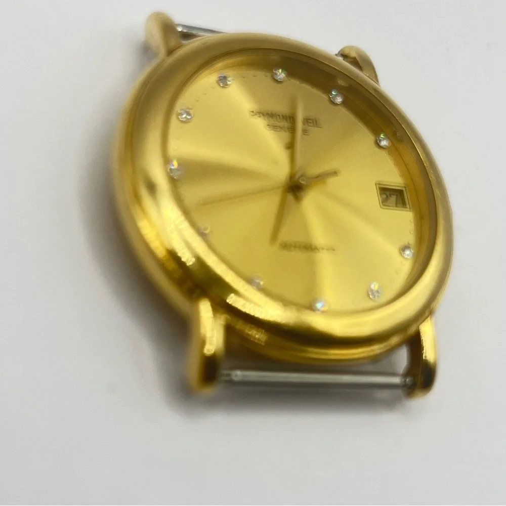 Raymond Weil 2906 Swiss Automatic Mens Watch Diamond Dial Gold Plated Running